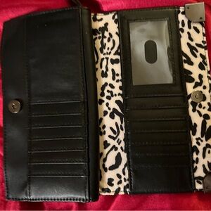 Chic Black Wallet with Animal Print Interior